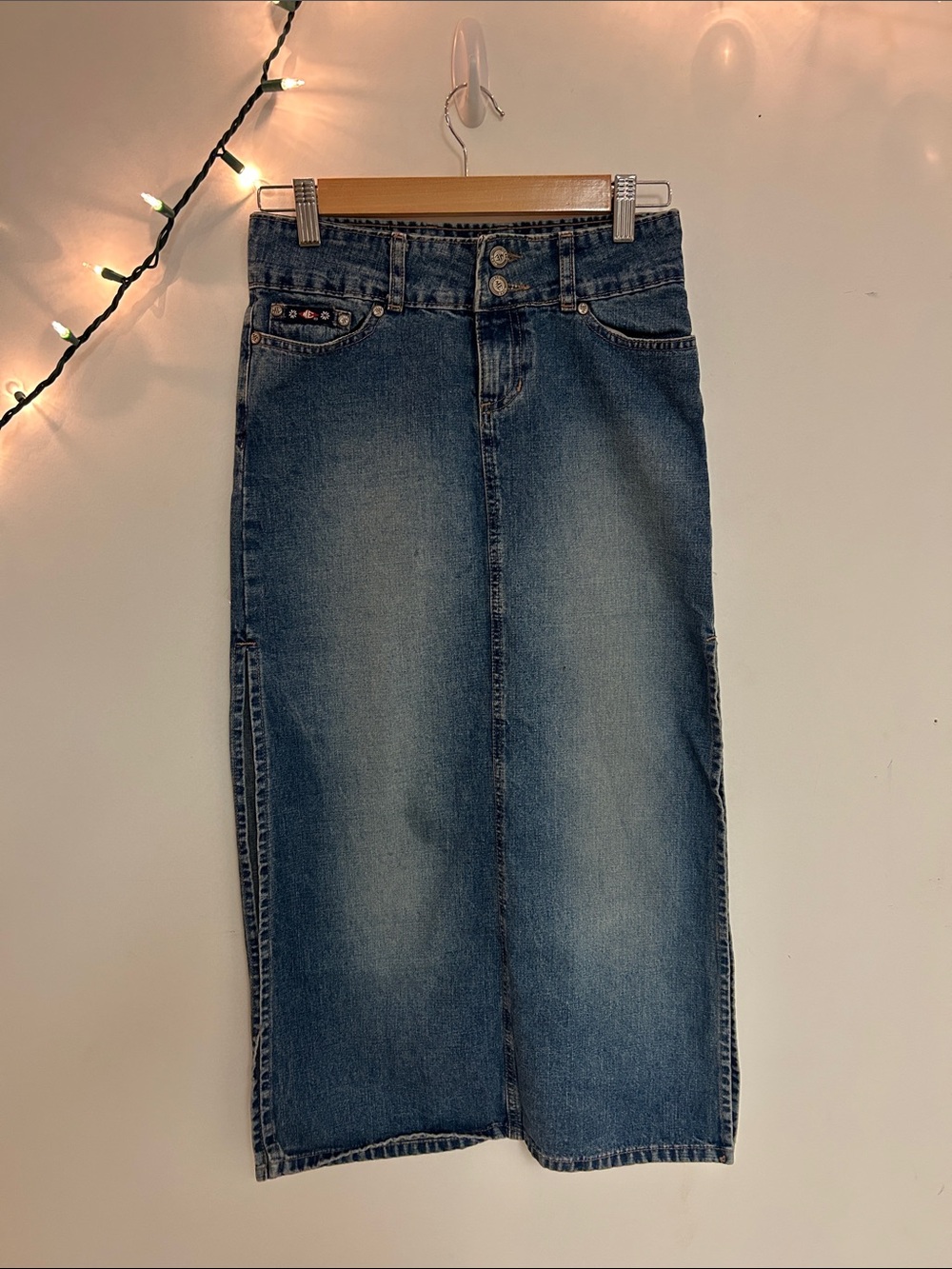 VINTAGE Denim Midi Skirt - Classic Blue Women Jeans